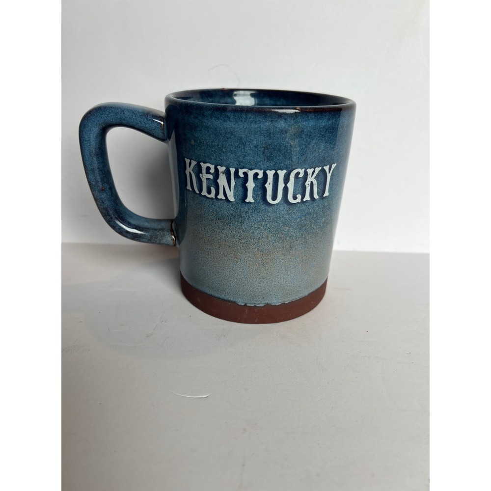 Kentucky State Blue Speckled Stoneware Coffee Mug Handmade Pottery Souvenir Cup